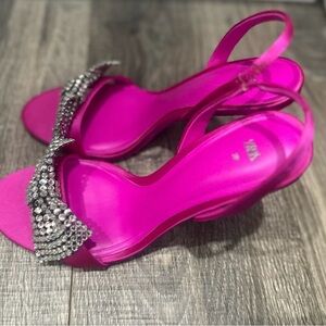 Zara Fuchsia Heels with Rhinestone Detail